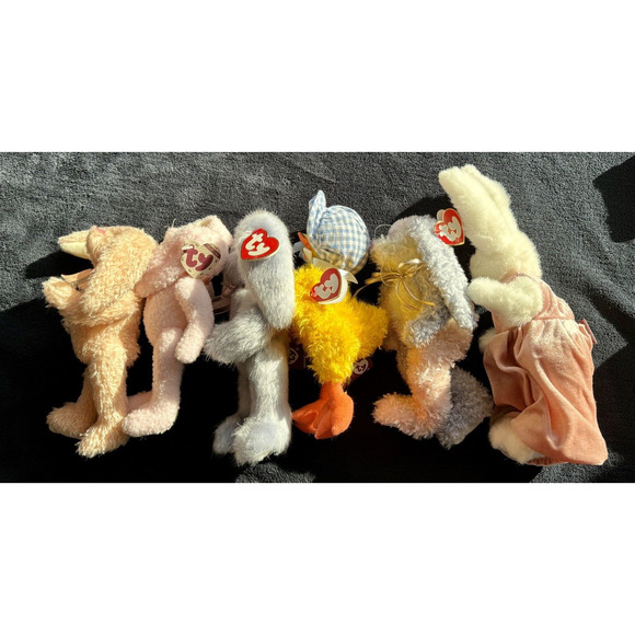 Vintage ty Attic Treasures Jointed Beanie Bunny Rabbit Easter Plush Lot 6 READ - Picture 6 of 8